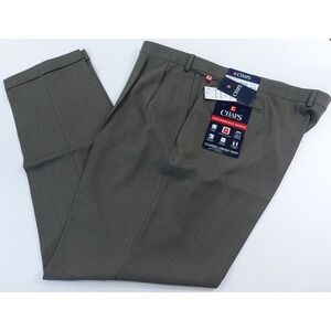 Chaps Dress Pants Men 48x34 Classic Fit Performance Pleated Big Tall Light Brown